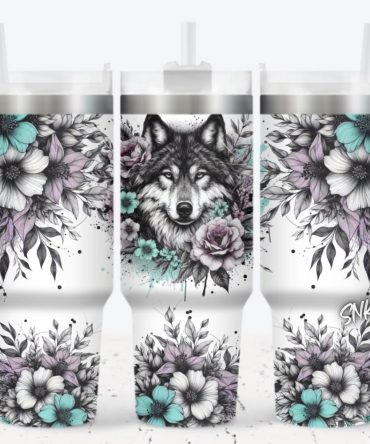 Wolf Flower Custom Stanley Quencher 40Oz Stainless Steel Tumbler With Handle