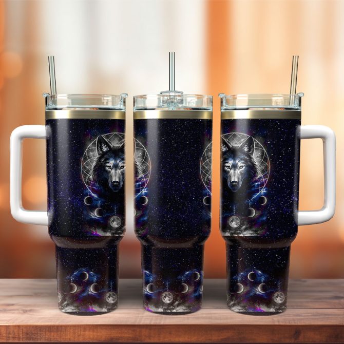 Wolfs Art Custom Stanley Quencher 40Oz Stainless Steel Tumbler With Handle