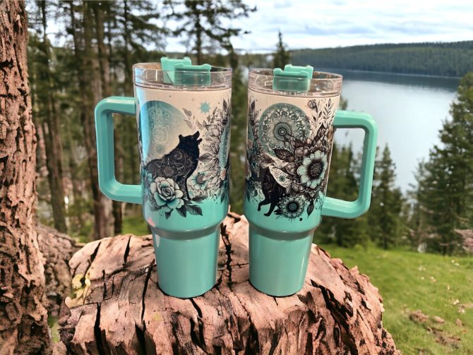 Wolf’S Flowers Custom Stanley Quencher 40Oz Stainless Steel Tumbler