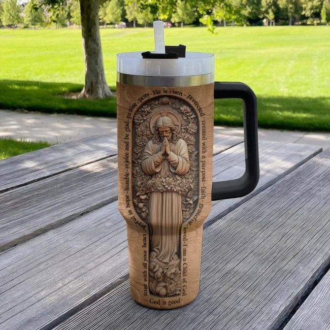 Wooden Bible Verses Custom Stanley Quencher 40Oz Stainless Steel Tumbler With Handle - Image 3
