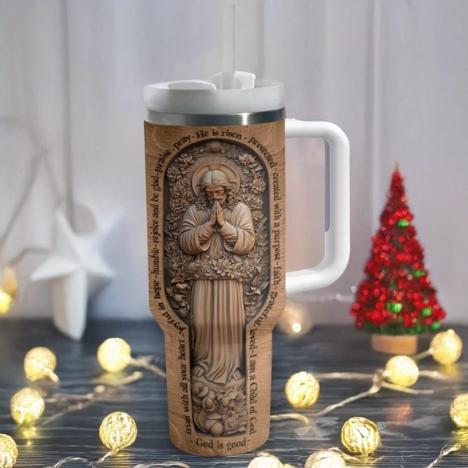 Wooden Bible Verses Custom Stanley Quencher 40Oz Stainless Steel Tumbler With Handle - Image 2