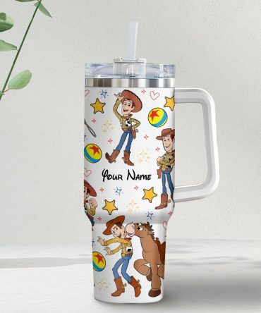 Woody Toy Story Disney Cartoon Custom Stanley Quencher 40Oz Stainless Steel Tumbler With Handle