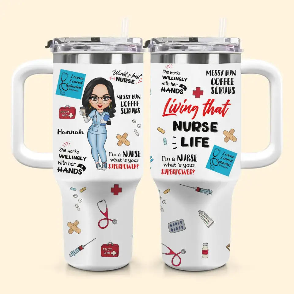World #8217;S Best Nurse Custom Stanley Quencher 40Oz Stainless Steel Tumbler With Handle