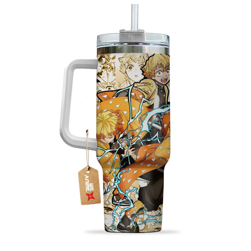 Zenitsu Agatsuma Demon Slayer Anime Custom Stanley Quencher 40Oz Stainless Steel Tumbler - Image 4