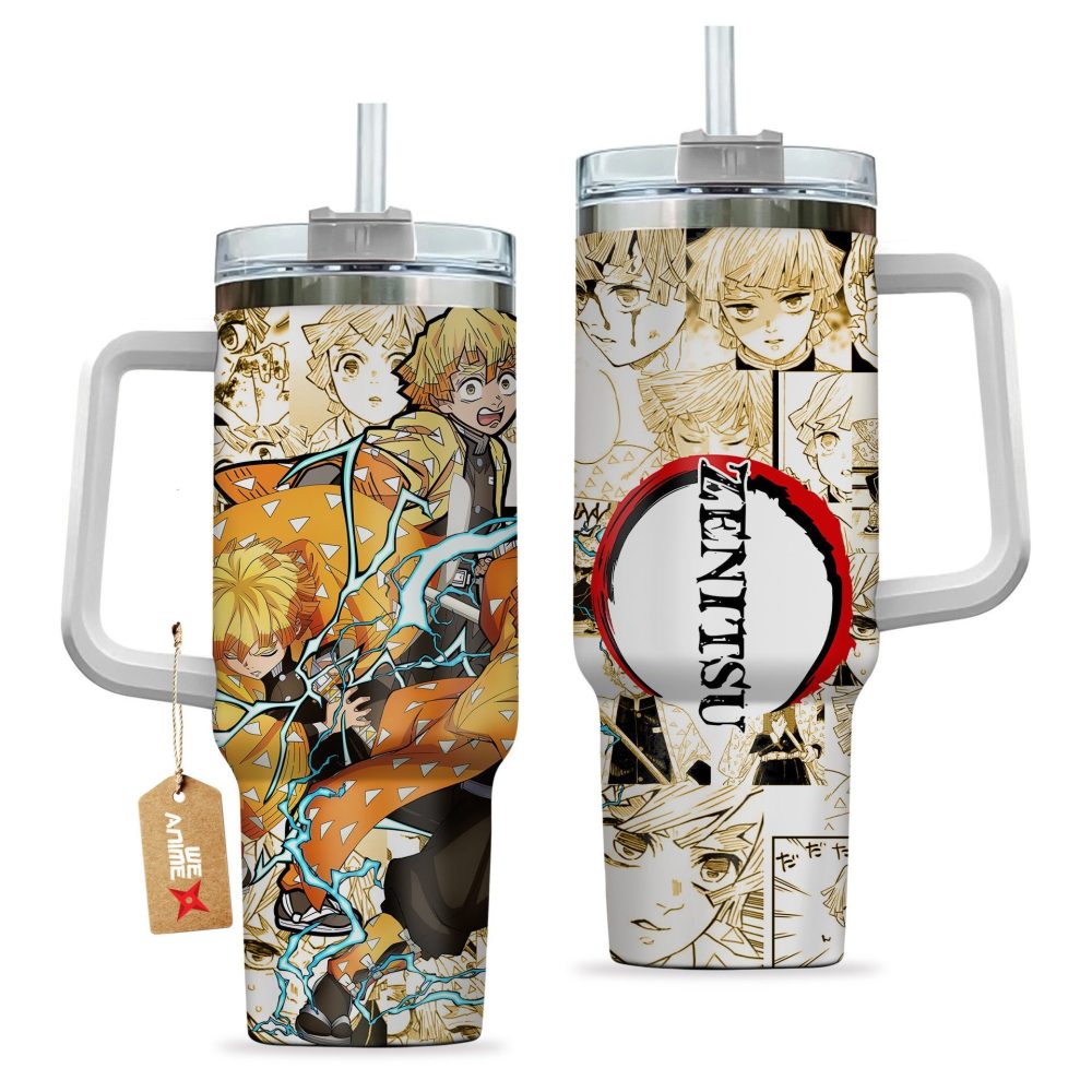 Zenitsu Agatsuma Demon Slayer Anime Custom Stanley Quencher 40Oz Stainless Steel Tumbler - Image 2