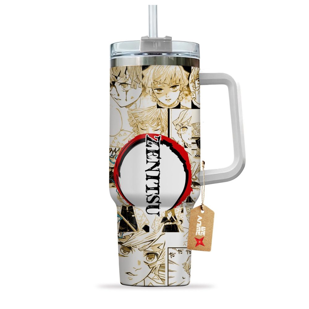 Zenitsu Agatsuma Demon Slayer Anime Custom Stanley Quencher 40Oz Stainless Steel Tumbler - Image 3