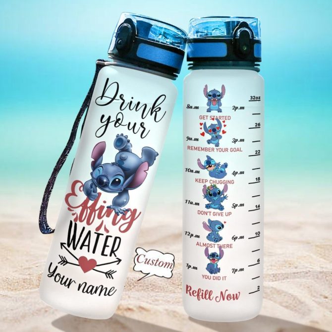 Custom Motivational Water Bottle With Cute Character , 32Oz Bpa-Free , Personalized Name , Hydration Tracker , Perfect Gift
