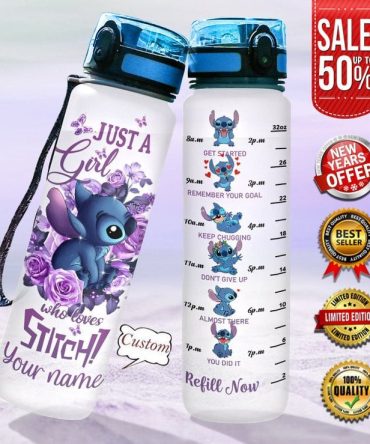 Custom Stitch Water Bottle - Motivational 32Oz , Personalized Gift For Girls , Stay Hydrated With Cute Design , Limited Edition Sale