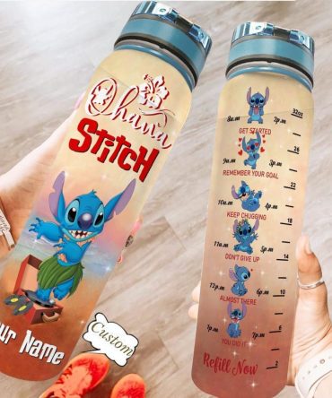 Custom Stitch Water Bottle – Motivational 32Oz Hydration Tracker With Name Personalization, Leak-Proof For Gym & Travel