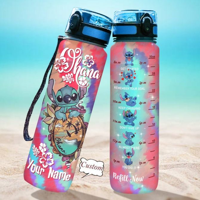 Custom 32Oz Water Bottle With Cute Alien Design & Time Markers - Personalized Hydration Tracker For Fitness & Travel
