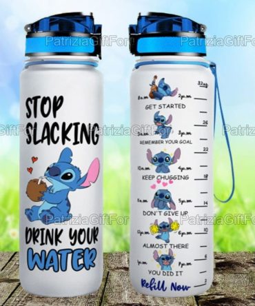 Motivational Water Bottle 32Oz - Cute Blue Alien Design, Time Marker, Leakproof, Bpa-Free, Stay Hydrated, Perfect Gift