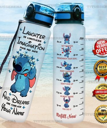Personalized Motivational Water Bottle - Cute Cartoon Design, Time Marker, 32Oz, Bpa-Free, Ideal Gift For Fitness & Outdoor Activities