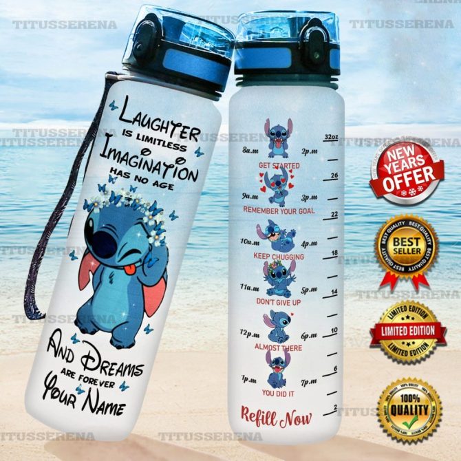 Personalized Motivational Water Bottle - Cute Cartoon Design, Time Marker, 32Oz, Bpa-Free, Ideal Gift For Fitness & Outdoor Activities