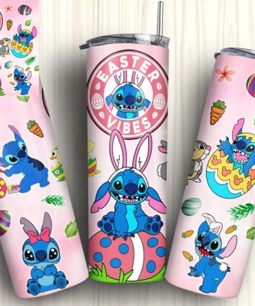 Easter Vibes Tumbler Cup - Cute Blue Alien Bunny Design - Double Wall Insulated Stainless Steel - 20Oz Travel Mug With Lid