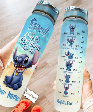 Custom Stitch Water Bottle 32Oz - Personalized Name, Motivational Markers, Leak-Proof, Bpa-Free, Hydration Tracker, Ideal Gift For Kids & Fans