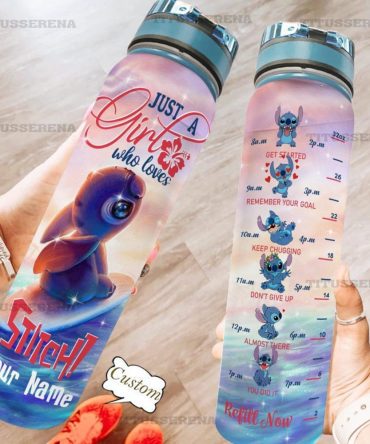 Custom Stitch Water Bottle 32Oz – Motivational Time Marker, Personalized Name, Cute Design, Leakproof, Bpa-Free, Perfect Gift For Girls