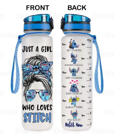 Personalized Stitch Water Bottle - Ohana Means Family Motivational Tracker