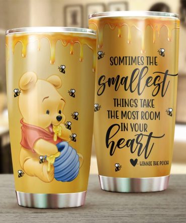 Cute Winnie The Pooh Tumbler – Honey Bee Design – Insulated Stainless Steel Travel Mug – Inspirational Quote – Perfect Gift Idea