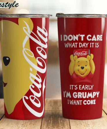 Coca-Cola Tumbler - Grumpy Bear Design, Insulated 20Oz Travel Mug, Funny Quote, Double-Walled, Spill-Proof Lid, Perfect Gift
