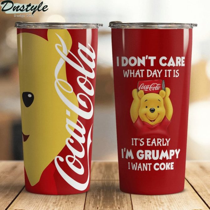 Coca-Cola Tumbler - Grumpy Bear Design, Insulated 20Oz Travel Mug, Funny Quote, Double-Walled, Spill-Proof Lid, Perfect Gift