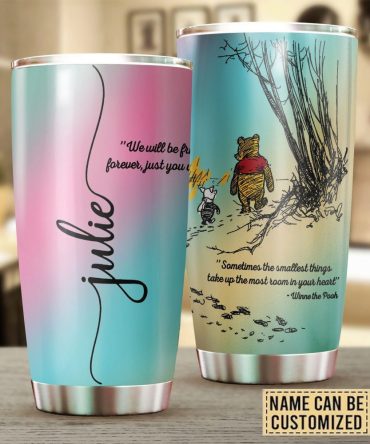 Personalized Tumbler With Inspirational Quotes, Custom Name, Gradient Design, Winnie The Pooh Theme, 20 Oz Stainless Steel Travel Mug