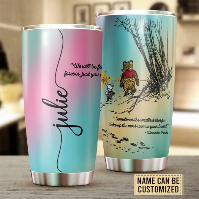 Personalized Tumbler With Inspirational Quotes, Custom Name, Gradient Design, Winnie The Pooh Theme, 20 Oz Stainless Steel Travel Mug