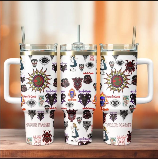 Alice In Chains Rock Band Custom Stanley Quencher 40Oz Stainless Steel Tumbler With Handle