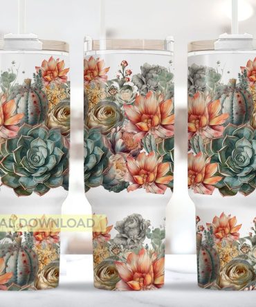 3D Succulent Custom Stanley Quencher 40Oz Stainless Steel Tumbler With Handle