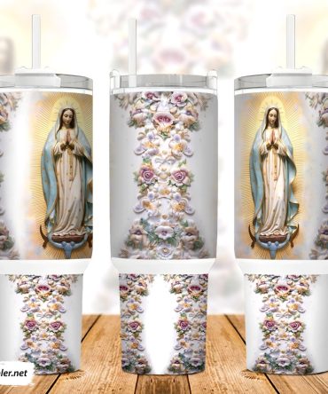 3D Virgin De Guadalupe Custom Stanley Quencher 40Oz Stainless Steel Tumbler With Handle