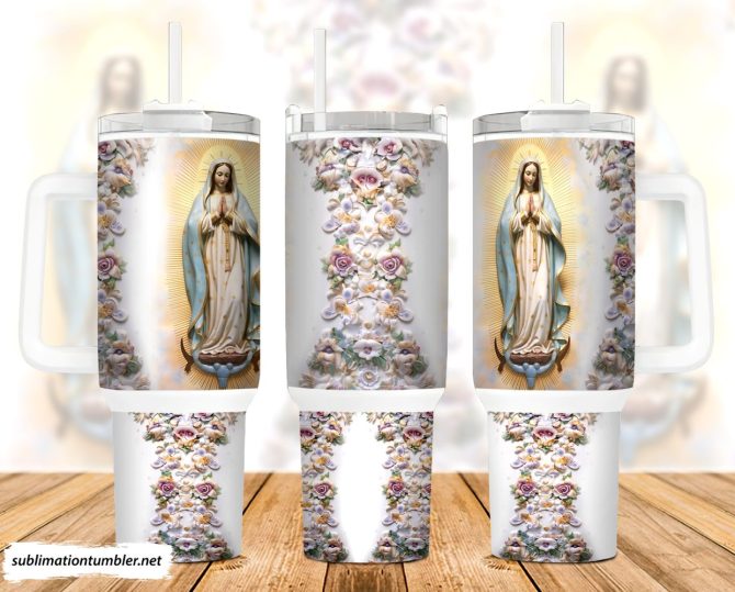 3D Virgin De Guadalupe Custom Stanley Quencher 40Oz Stainless Steel Tumbler With Handle