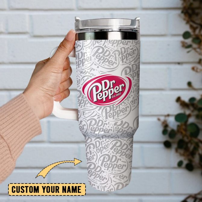 Dr Pepper Soft Drink Custom Stanley Quencher 40Oz Stainless Steel Tumbler With Handle - Image 4