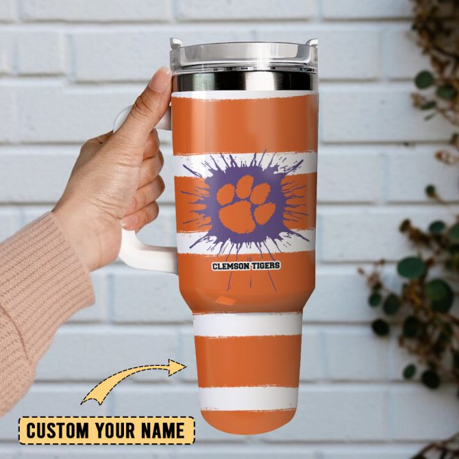 Clemson Tiger Football Team Ncca Custom Stanley Quencher 40Oz Stainless Steel Tumbler With Handle - Image 2