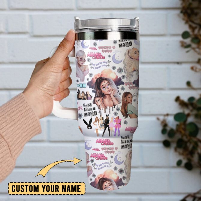Ariana Grande Singer Custom Stanley Quencher 40Oz Stainless Steel Tumbler With Handle - Image 4