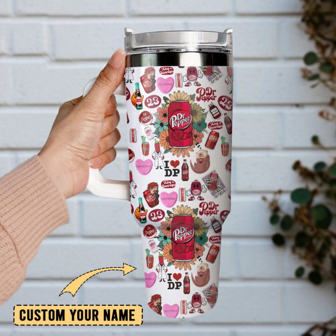 Dr Pepper Soft Drink Custom Stanley Quencher 40Oz Stainless Steel Tumbler With Handle - Image 4