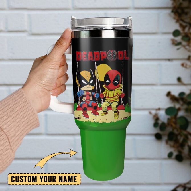 Deadpool Superhero Marvel Custom Stanley Quencher 40Oz Stainless Steel Tumbler With Handle - Image 2