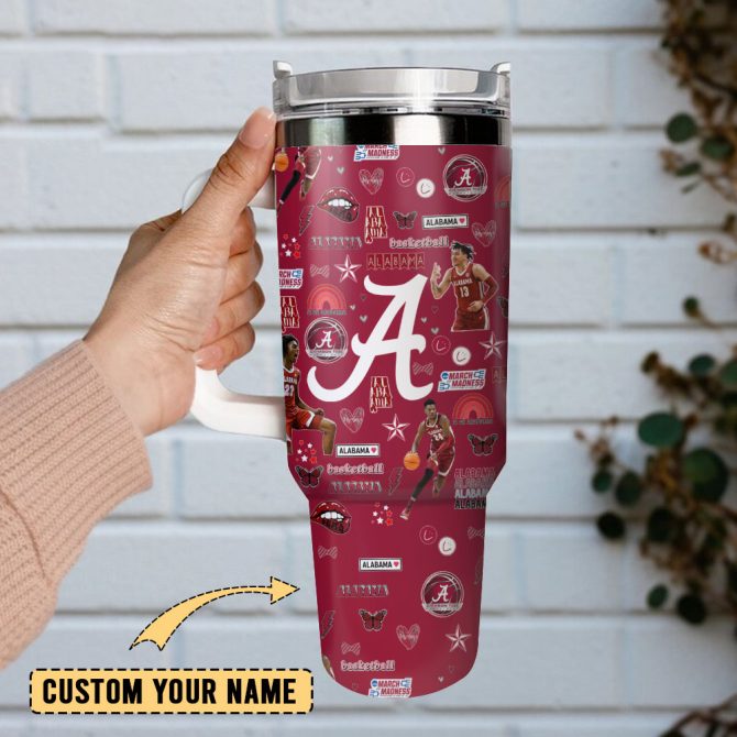 Alabama Crimson Tide Football Ncaa Custom Stanley Quencher 40Oz Stainless Steel Tumbler With Handle - Image 2