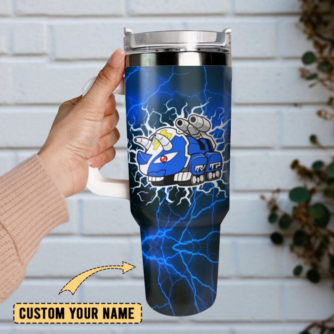 Blue Superman Power Rangers Film Custom Stanley Quencher 40Oz Stainless Steel Tumbler With Handle - Image 2