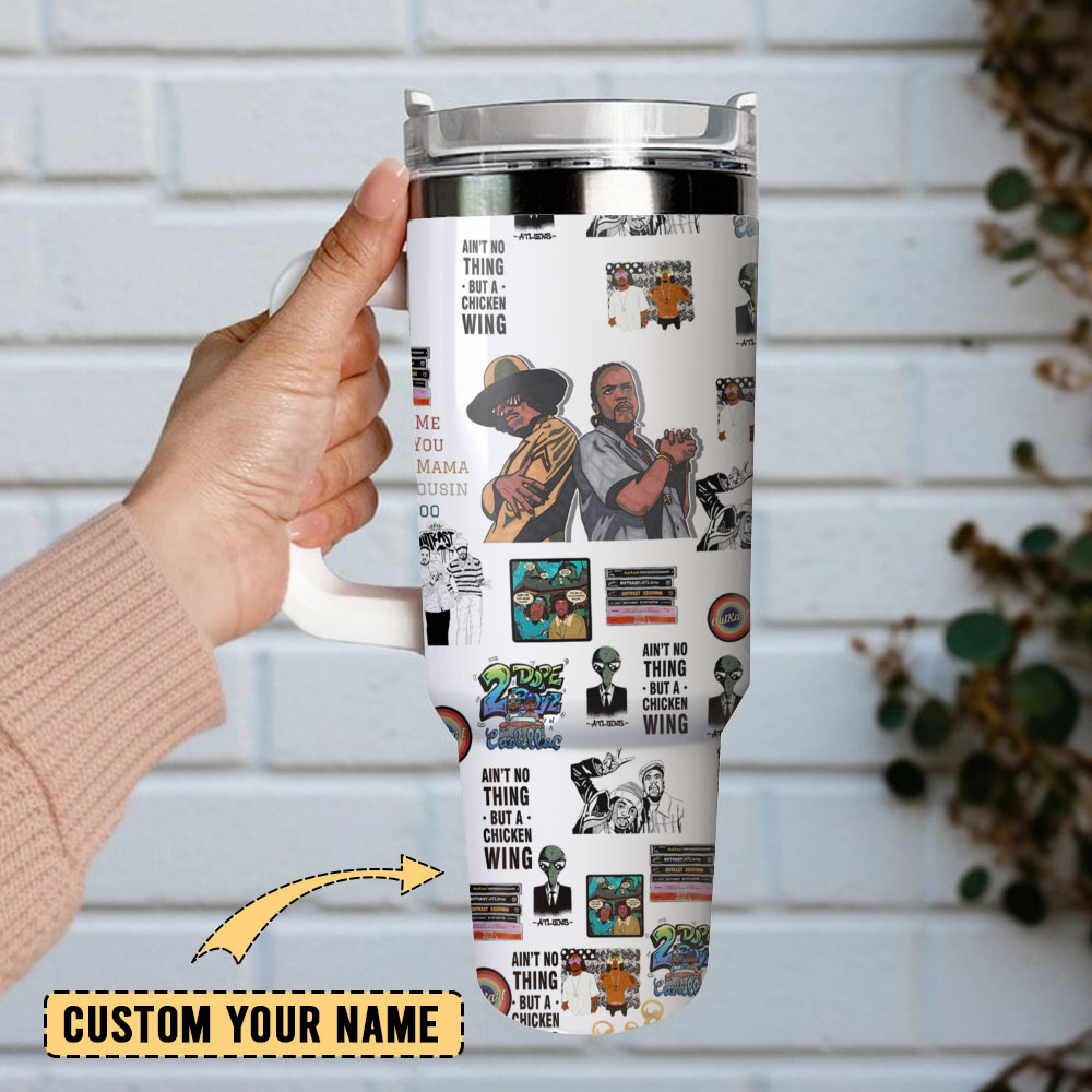 Outkast Chicken Wing Múic Custom Stanley Quencher 40Oz Stainless Steel Tumbler With Handle - Image 2