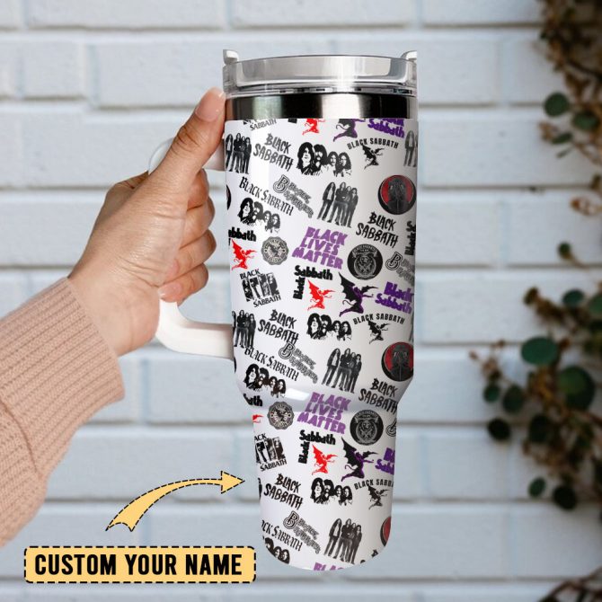 Black Sabbath Rock Band Custom Stanley Quencher 40Oz Stainless Steel Tumbler With Handle - Image 2