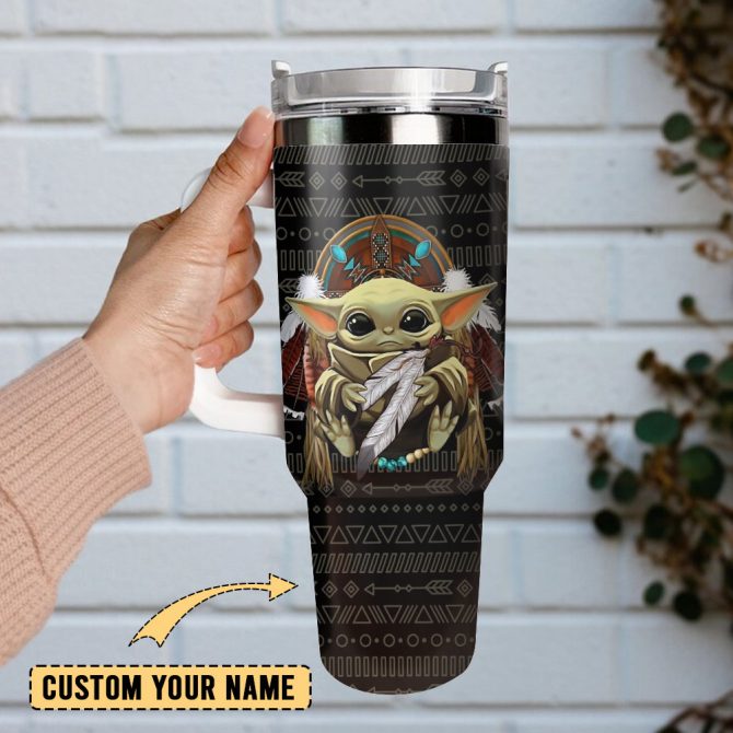Baby Yoda Star War Movie Custom Stanley Quencher 40Oz Stainless Steel Tumbler With Handle - Image 2