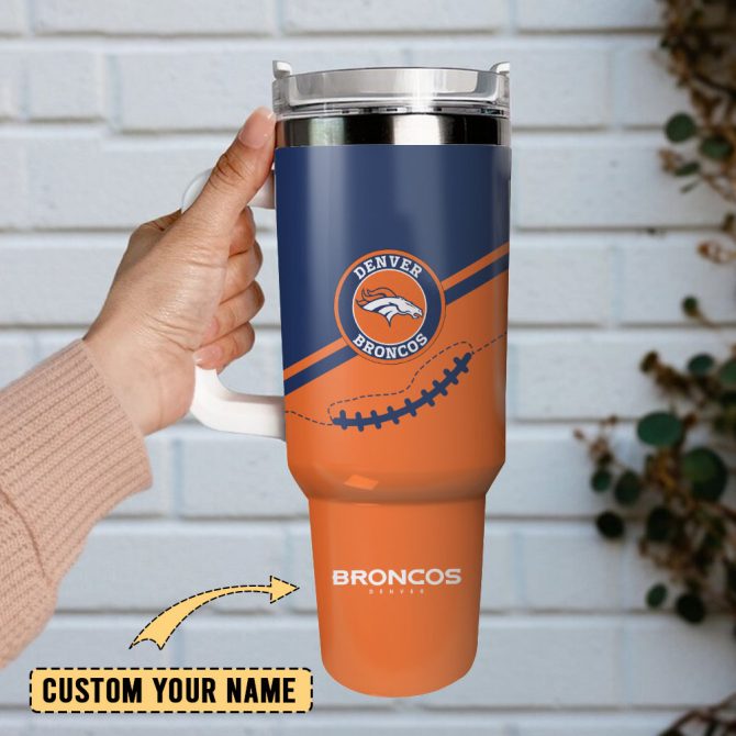 Denver Broncos Football Nfl Custom Stanley Quencher 40Oz Stainless Steel Tumbler With Handle - Image 2