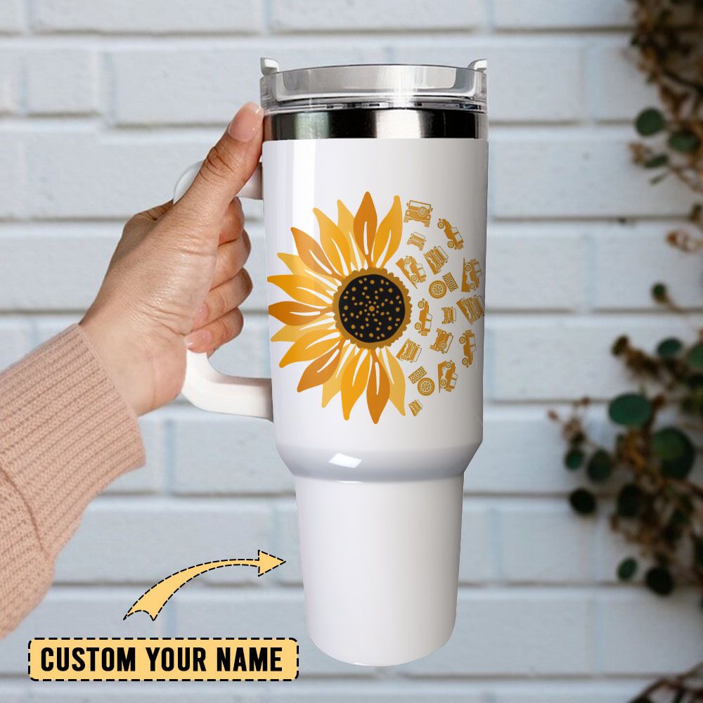 Sunflower Colorful Custom Stanley Quencher 40Oz Stainless Steel Tumbler With Handle - Image 2