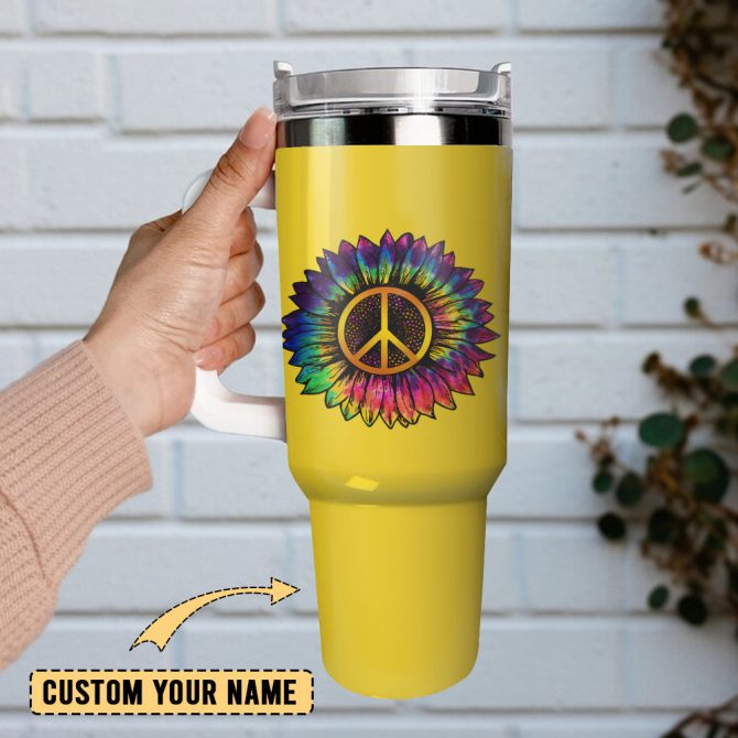 Flower Artwork Custom Stanley Quencher 40Oz Stainless Steel Tumbler With Handle - Image 2