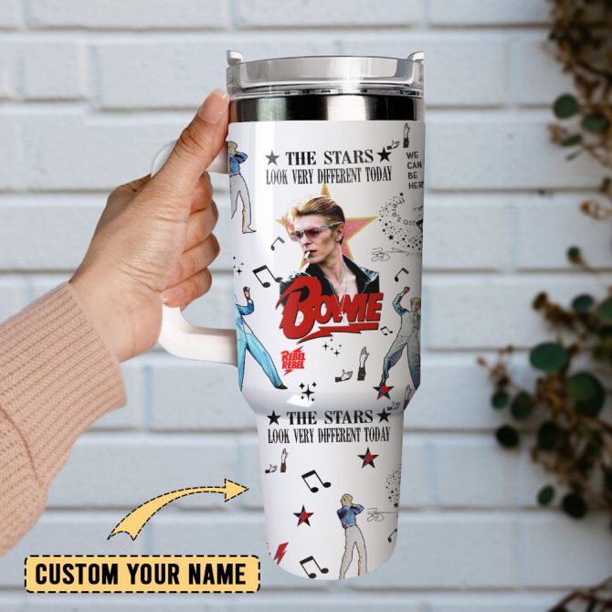 David Bowie Singer Actor Custom Stanley Quencher 40Oz Stainless Steel Tumbler With Handle - Image 4