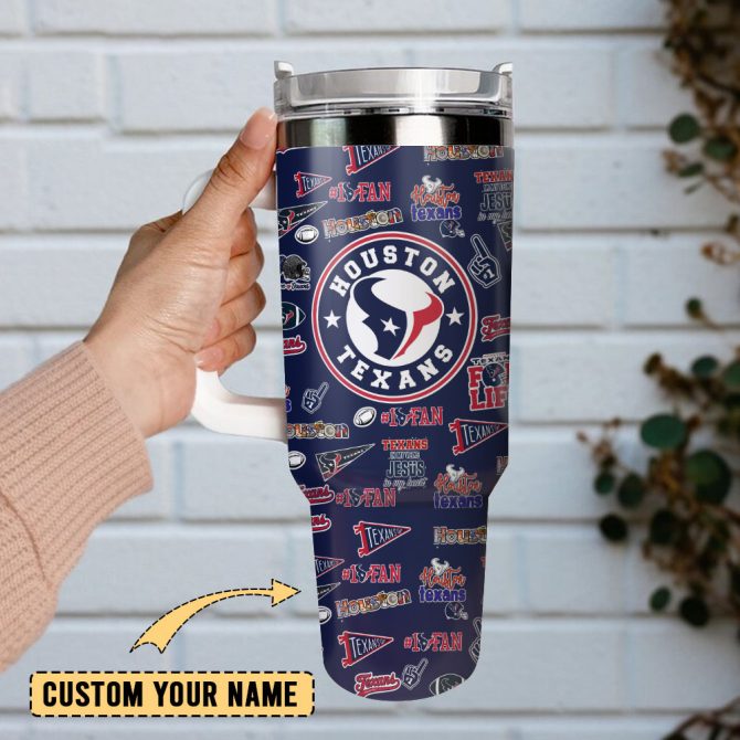 Houston Texans Football Team Nfl Custom Stanley Quencher 40Oz Stainless Steel Tumbler With Handle - Image 4