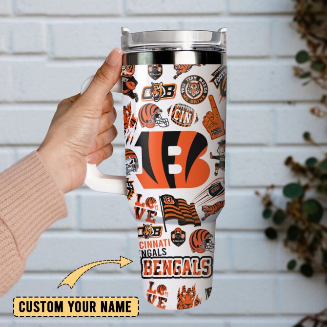 Cincinnati Bengals Football Nfl Sport Custom Stanley Quencher 40Oz Stainless Steel Tumbler With Handle - Image 2