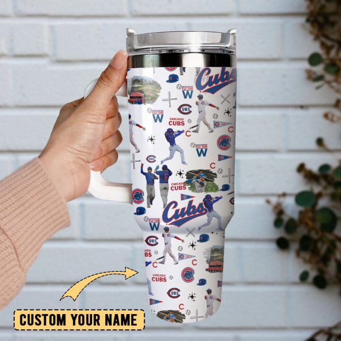 Chicago Cubs Baseball Field Mlb Custom Stanley Quencher 40Oz Stainless Steel Tumbler With Handle - Image 2