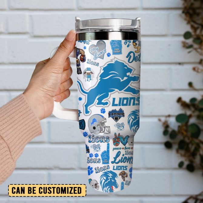 Detroit Lions Football Nfl Sport Custom Stanley Quencher 40Oz Stainless Steel Tumbler With Handle - Image 2