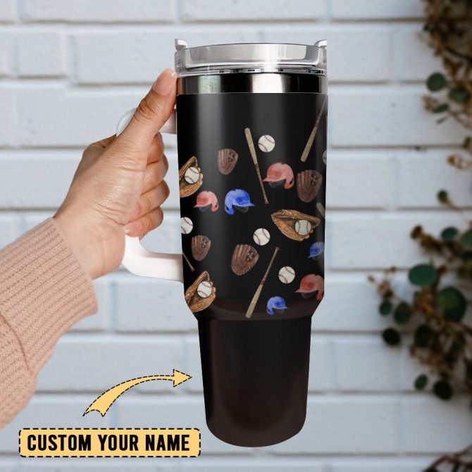 Baseball Artwork Custom Stanley Quencher 40Oz Stainless Steel Tumbler With Handle - Image 2