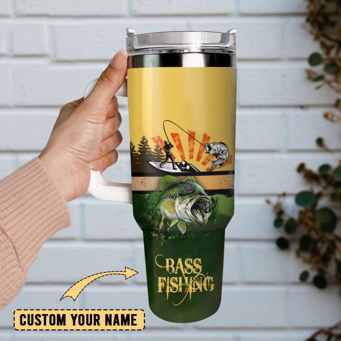 Fish Bass Fishing Sport Artwork Custom Stanley Quencher 40Oz Stainless Steel Tumbler With Handle - Image 2